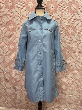1970’s Vintage Sears 7/16 Boutique Blue Hooded Coat Sz Sm